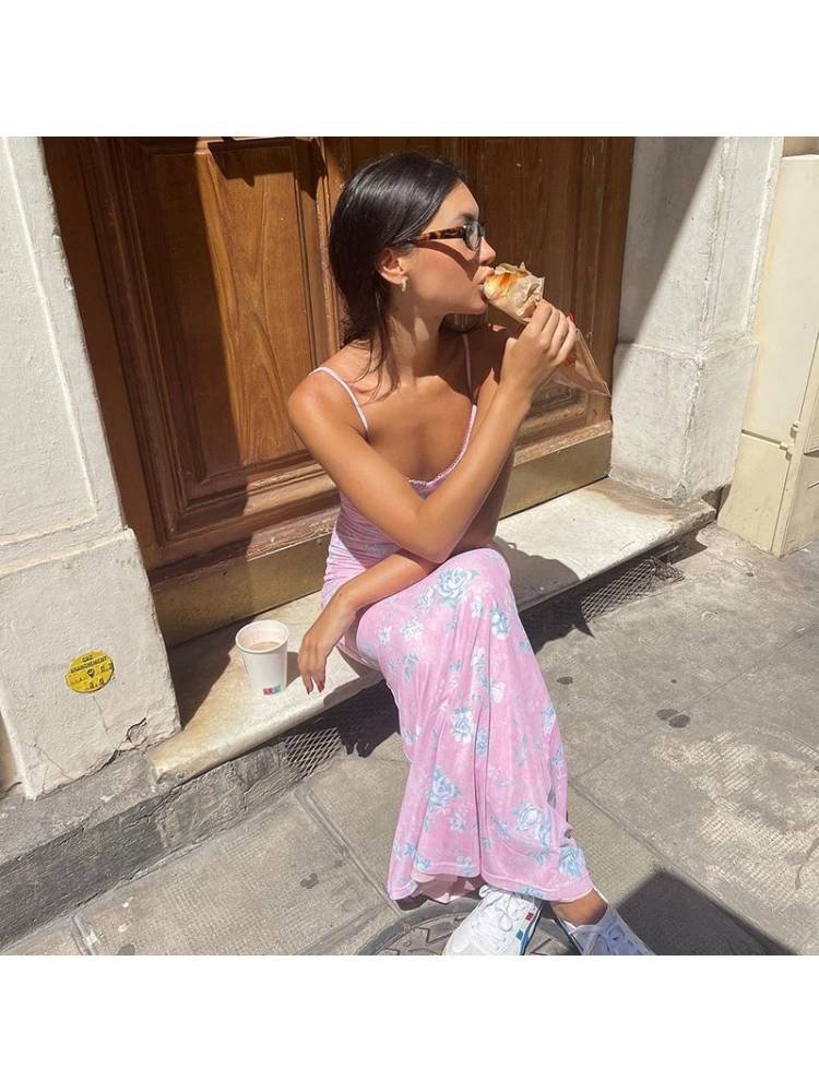 Print Spaghetti Straps Mermaid Maxi Dresses - Image 9