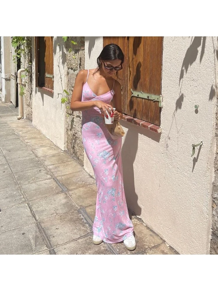 Print Spaghetti Straps Mermaid Maxi Dresses - Image 12