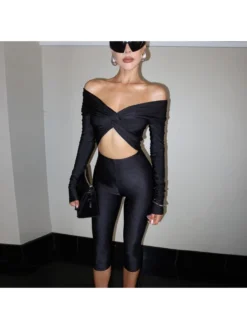 Hollow-out Boat Neck Off Shoulder Jumpsuits