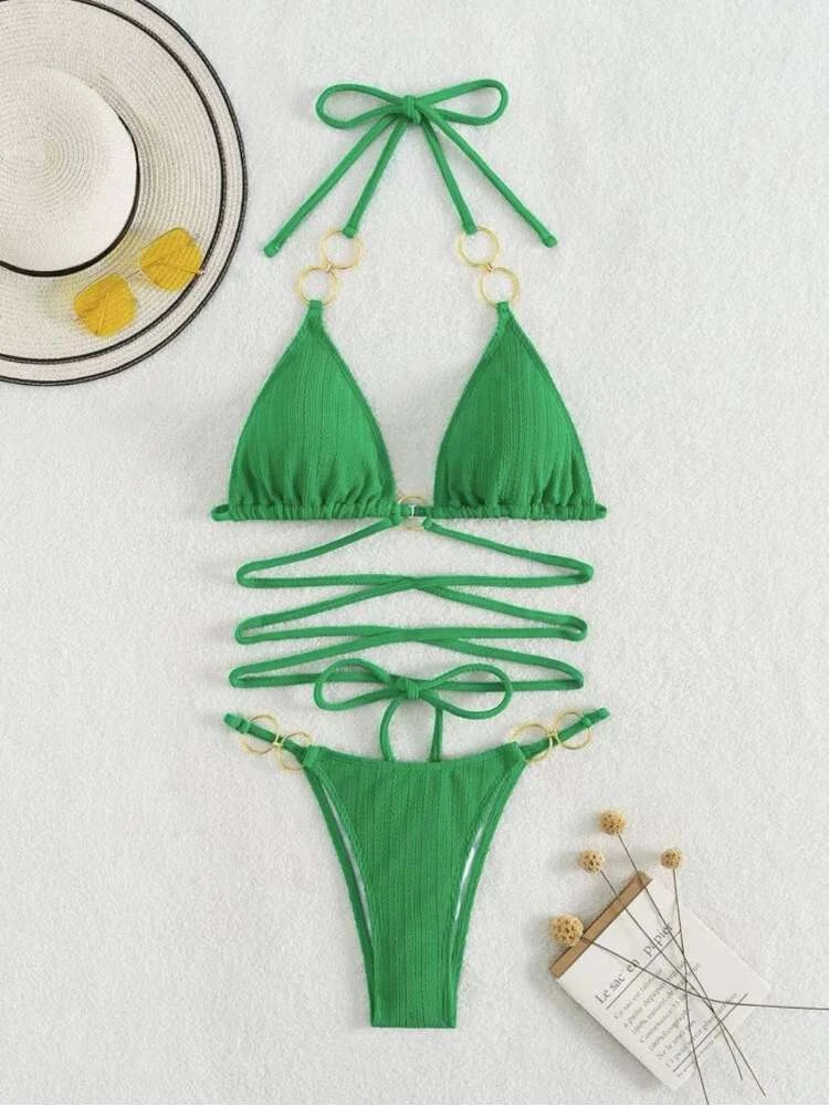 Halter Tie-wrap Backless Bikinis - Image 6