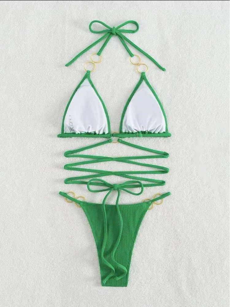 Halter Tie-wrap Backless Bikinis - Image 7