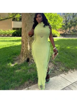 Solid Color High Rise Bodycon Sleeveless Dresses