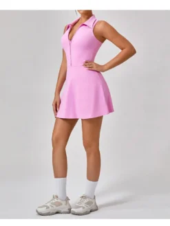 Solid Color High Rise Backless Athletic Dress