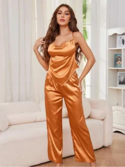 Lace Up Backless Tank Pajamas Pant Sets