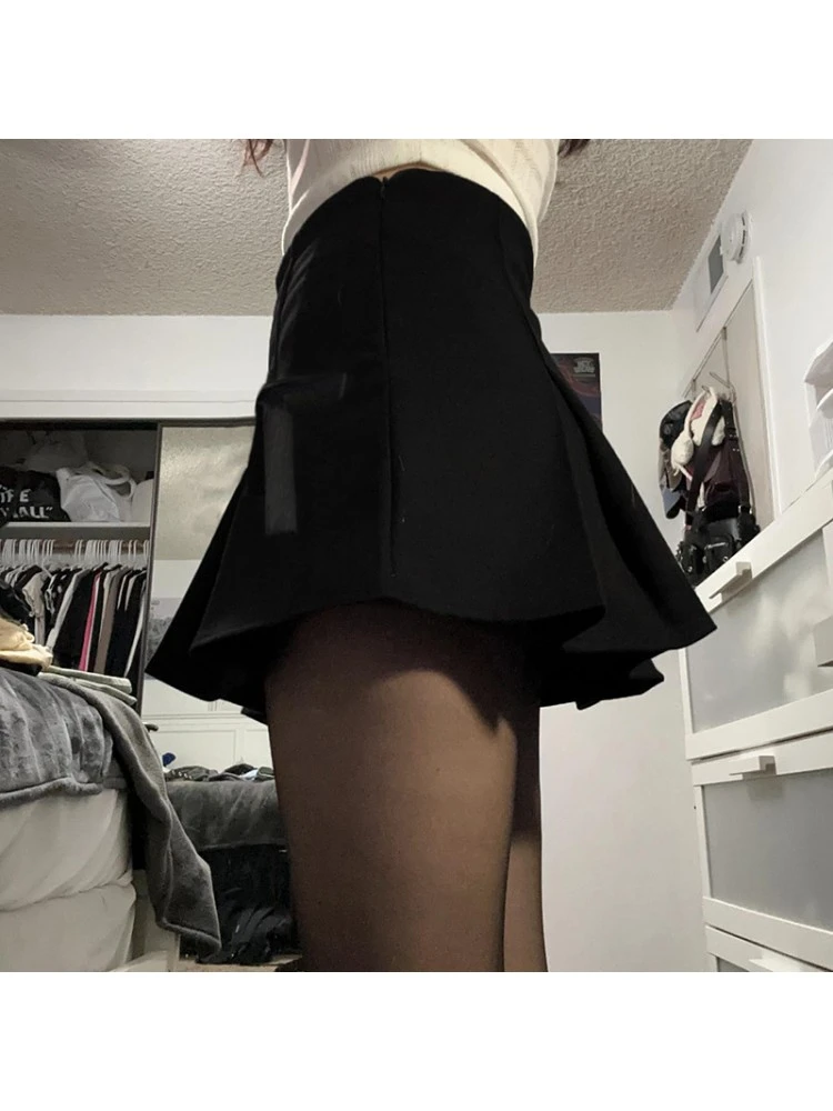 Solid Color Ribbon Bow High Rise Skirts - Image 2