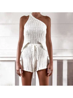 Perspective One Shoulder Tank Short Sets