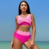 Colorblock Patchwork Crewneck Bikinis
