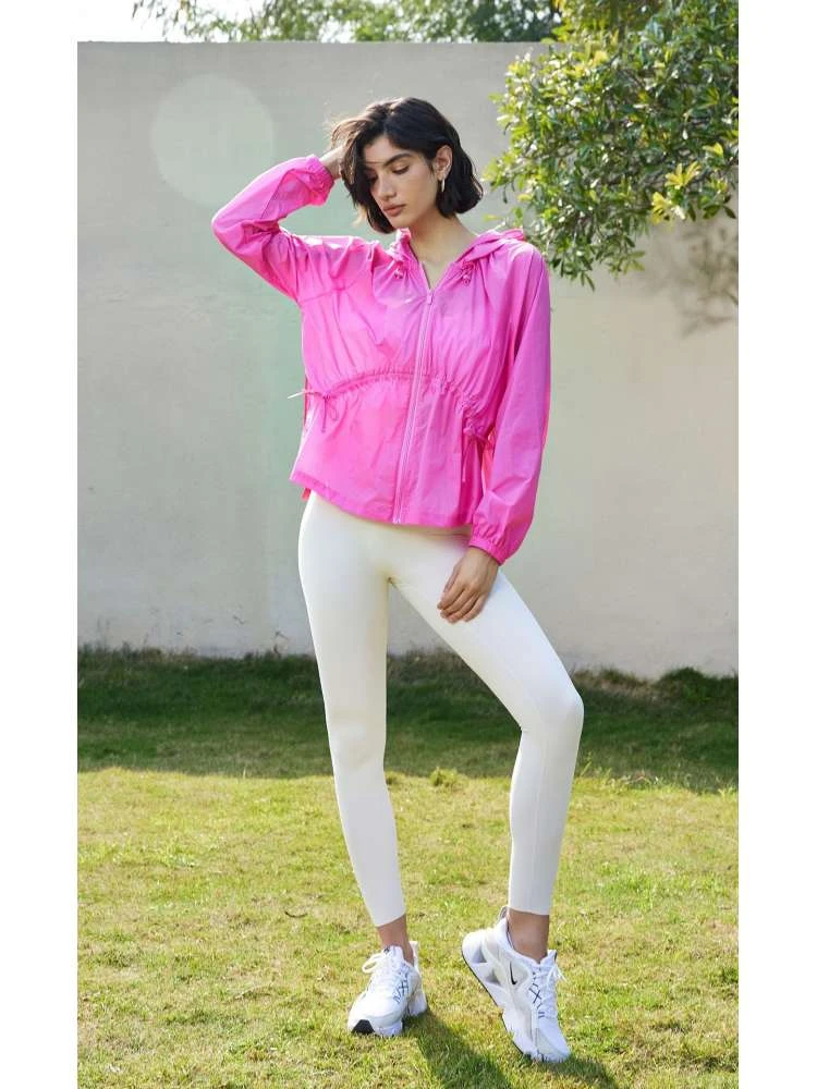 Drawstring Solid Color Zipper Coat - Image 2