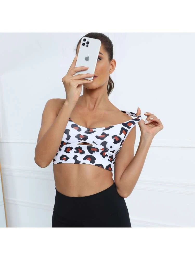 Hollow-out Spaghetti Straps Cropped Yoga Top - Image 2