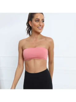 Solid Color Strapless Straight Across Backless Tank