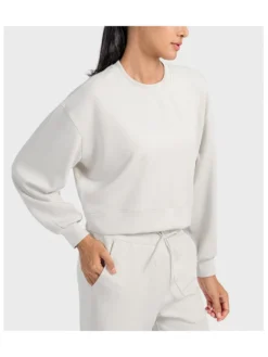 Pure Color Crewneck Long Sleeve Baggy Tank