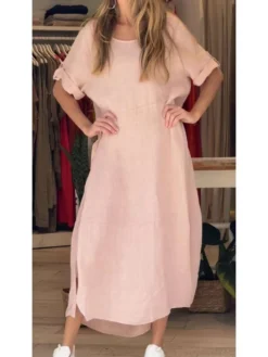 Patchwork Split Hem Buckle Raglan Dress