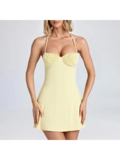 Halter Backless High Rise Mini Dress