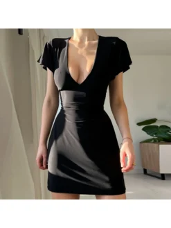 Patchwork High Rise Sheath Dress Short Sleeve Dress