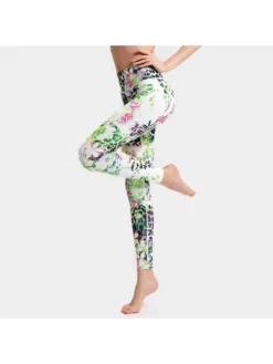 Irregular Flower Print High Rise Skinny Leggings