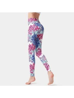 Contrast Color Flower High Rise Skinny Leggings