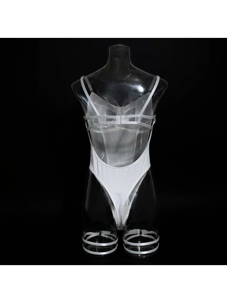 Colorblock High Rise Backless Sexual Bodysuits - Image 9