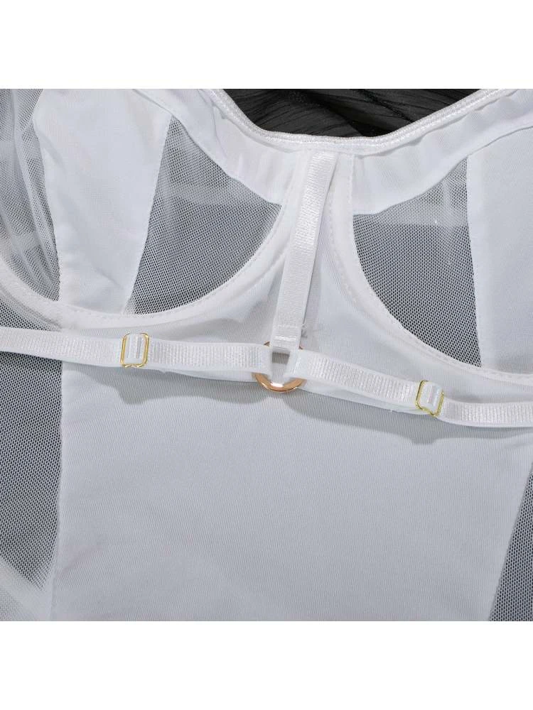 Colorblock High Rise Backless Sexual Bodysuits - Image 11