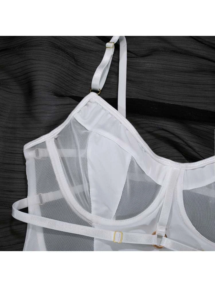 Colorblock High Rise Backless Sexual Bodysuits - Image 12