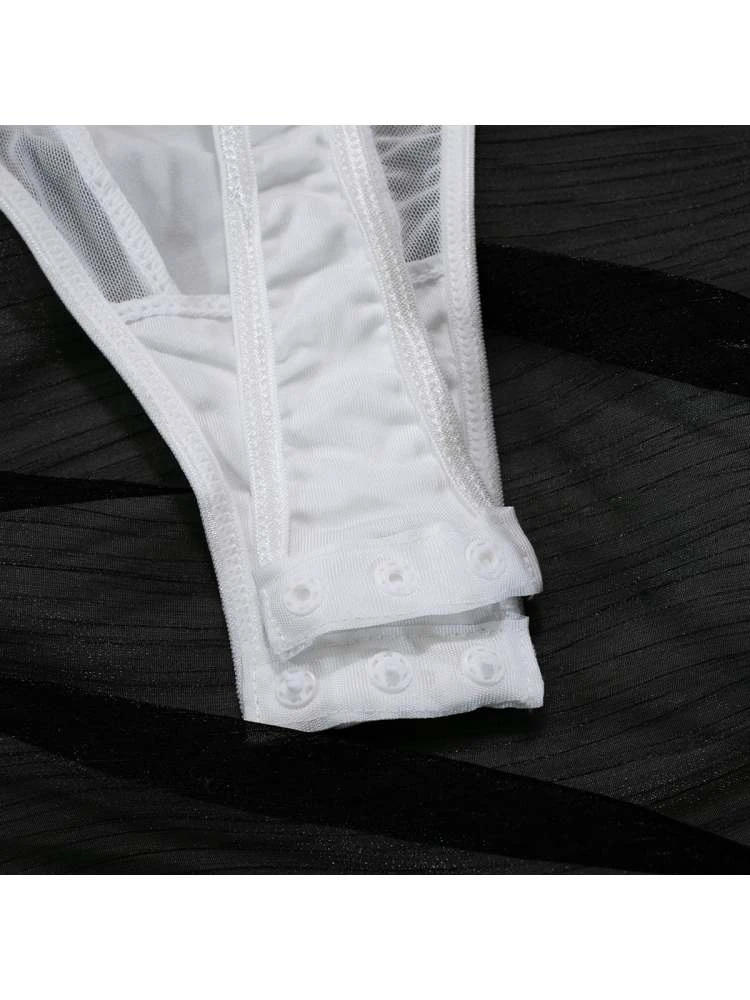 Colorblock High Rise Backless Sexual Bodysuits - Image 16