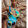 Disty Floral Printing One-shoulder Fitted One-Pieces