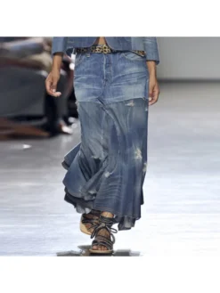 Patchwork Irregular Denim Skirts