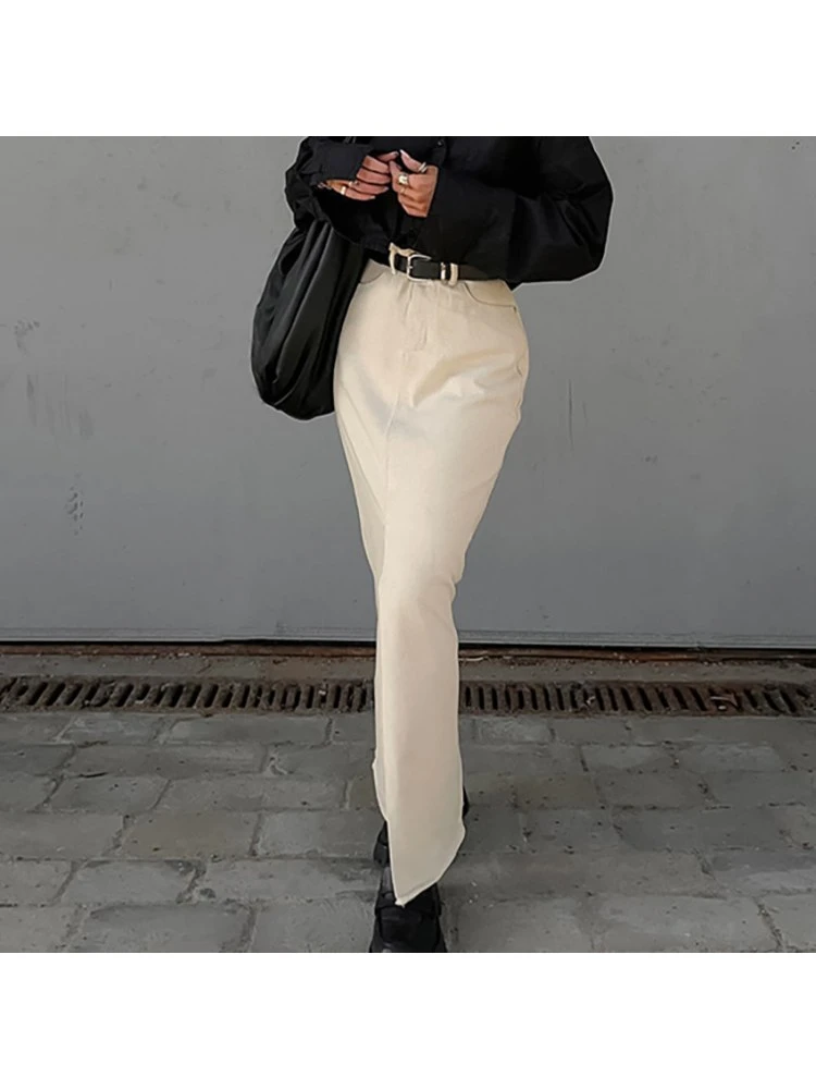 Patchwork Split Hem Cotton Skirts - Image 2