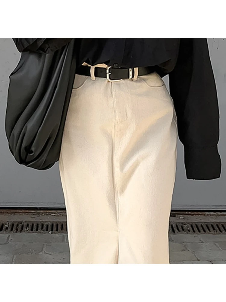 Patchwork Split Hem Cotton Skirts - Image 3