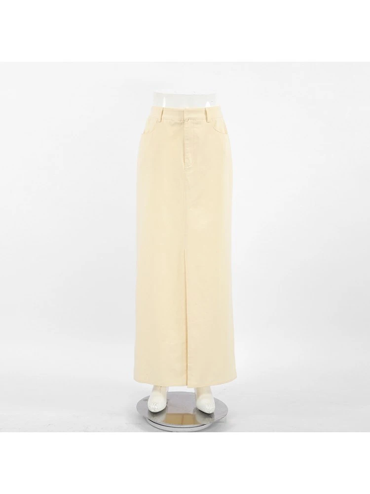 Patchwork Split Hem Cotton Skirts - Image 5