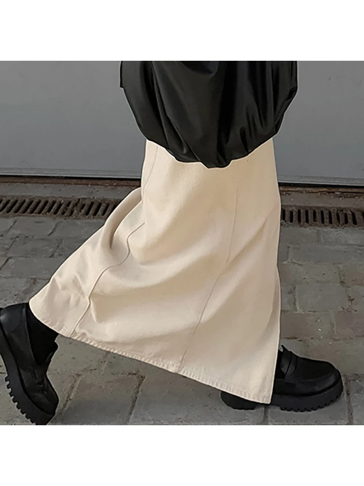 Patchwork Split Hem Cotton Skirts - Image 15