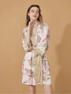 Print V Neck Cozy Robes