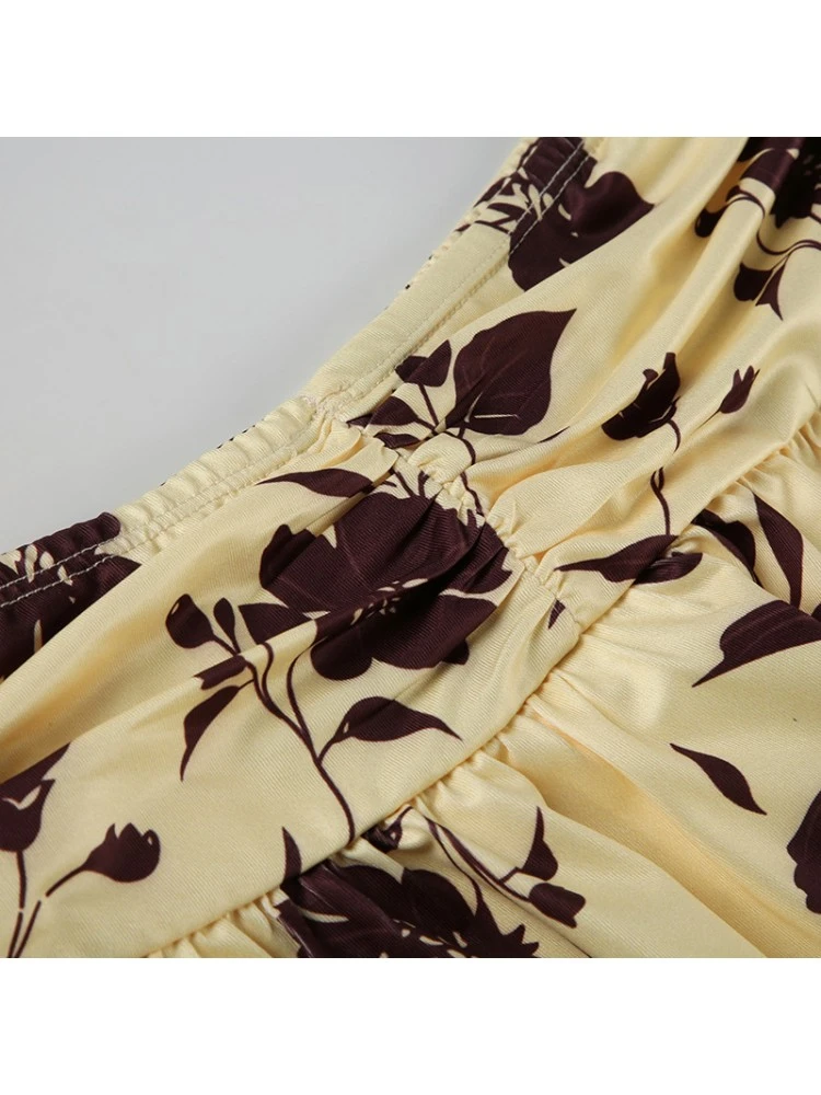 Print Halter Patchwork Backless Skirt Sets - Image 15