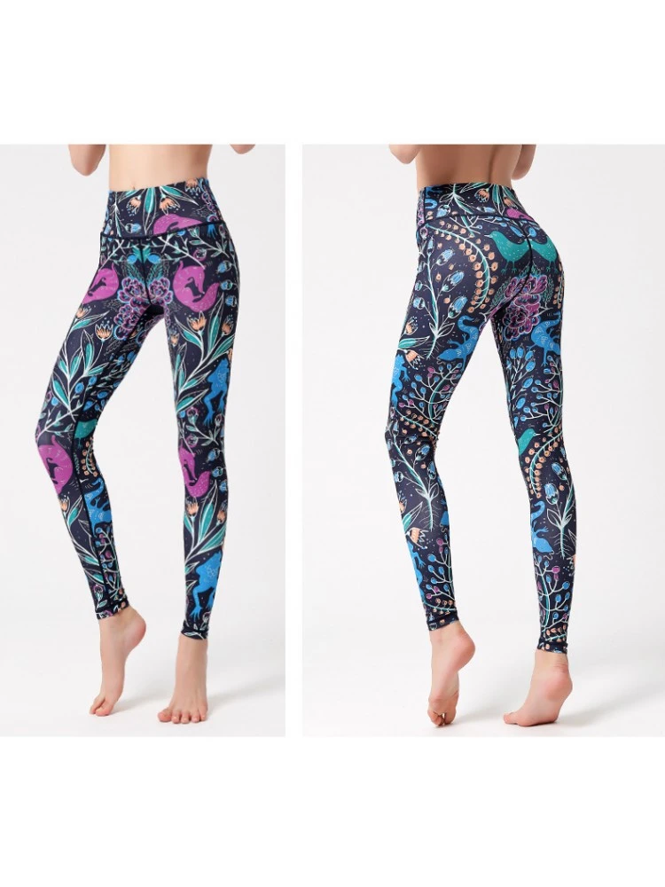 Multicolored Irregular Print Sporty Leggings - Image 2