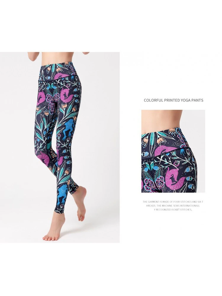 Multicolored Irregular Print Sporty Leggings - Image 3