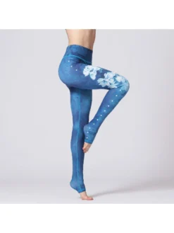 Lotus Pattern High Rise Skinny Leggings