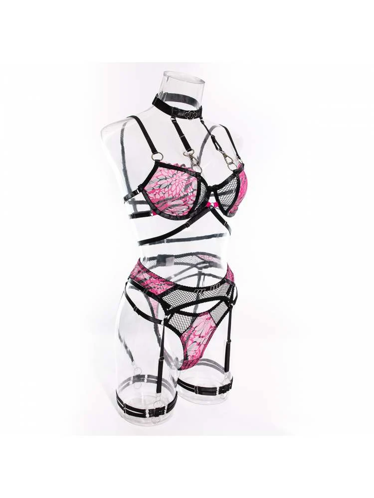 Patchwork Spaghetti Straps Backless Sexual Sets - Image 8