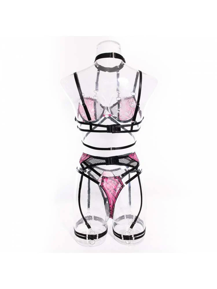Patchwork Spaghetti Straps Backless Sexual Sets - Image 9