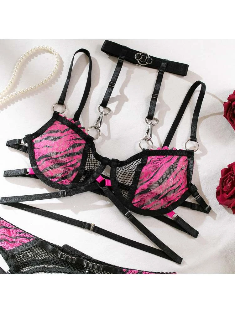 Patchwork Spaghetti Straps Backless Sexual Sets - Image 11