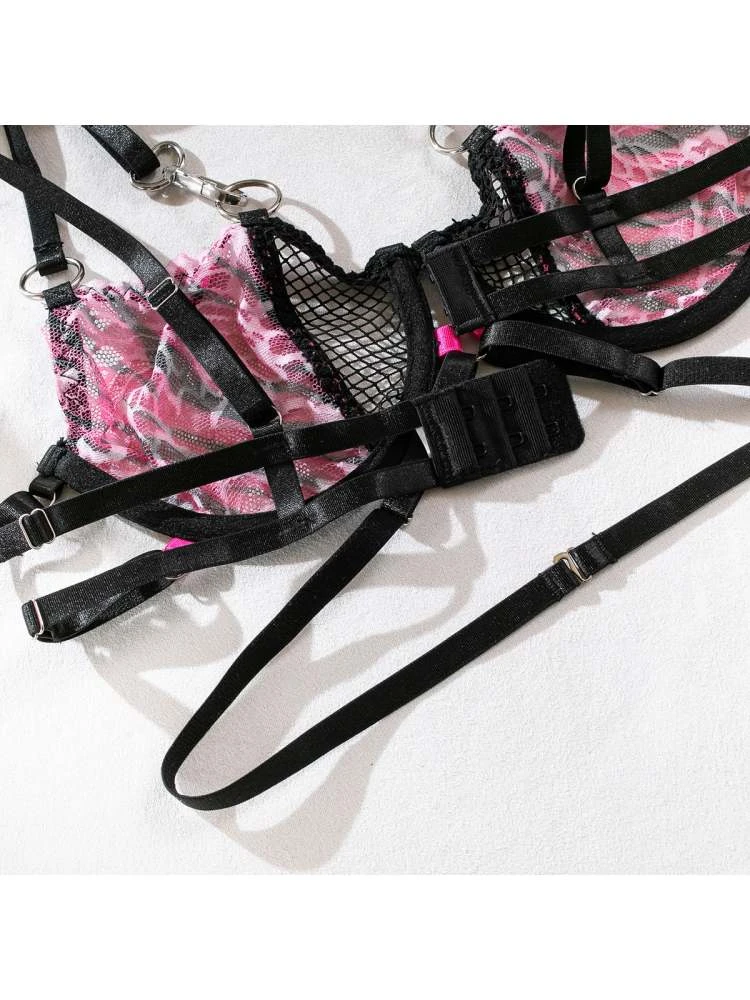 Patchwork Spaghetti Straps Backless Sexual Sets - Image 13